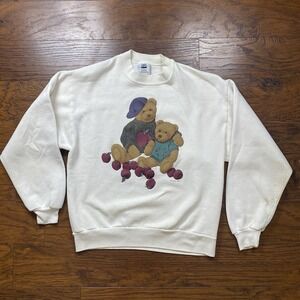 Vintage 90s Gopher Sport Teddy Bear Grandma Polo Sweater Sz M Crew USA Made